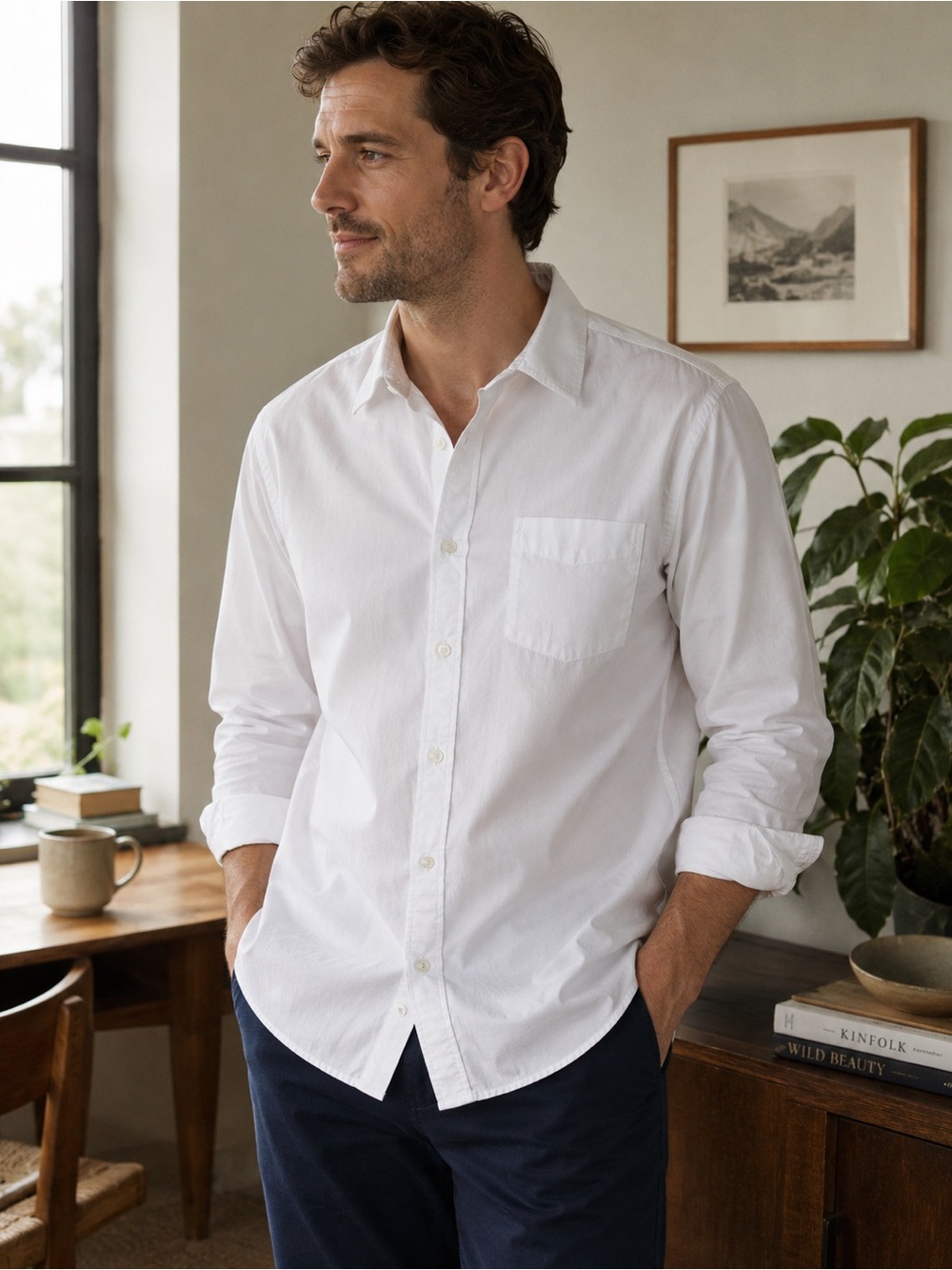 GAP Standard Fit Stretch Shirt White Button Front Men’s XXL